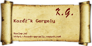 Kozák Gergely névjegykártya